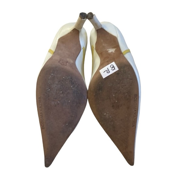 BCBG MaxAria Color cream and yellow pointy toe pump Leather All Leather Sz 6 1/2 - Picture 9 of 13